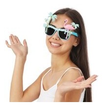 Lunettes Tropical Palmier Flamant Rose pas cher | Fiesta Factory