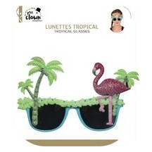 Lunettes Tropical Palmier Flamant Rose pas cher | Fiesta Factory