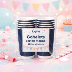 8 Gobelets carton marine 250 ml – Gappy - 142940 - Gobelets en carton