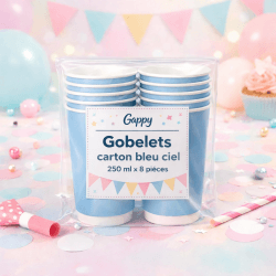8 Gobelets carton bleu ciel 250 ml – Gappy - 142949 - Gobelets en carton