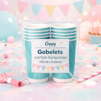 8 Gobelets carton turquoise 250 ml – Gappy - 142935 - Gobelets en carton