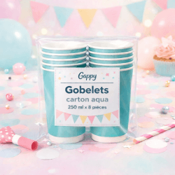 8 Gobelets carton aqua 250 ml – Gappy - 142948 - Gobelets en carton