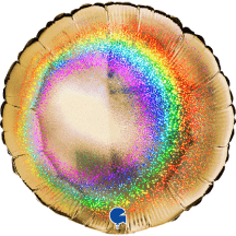 Ballon Rond Glitter Holographique Rose Gold 45 cm pas cher | Fiesta Factory