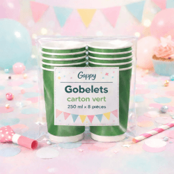 8 Gobelets carton vert 250 ml – Gappy - 142942 - Gobelets en carton