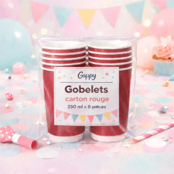 8 Gobelets carton rouge 250 ml – Gappy - 142931 - Gobelets en carton