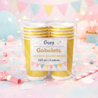 8 Gobelets carton jaune 250 ml – Gappy - 142943 - Gobelets en carton