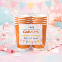 8 Gobelets carton orange 250 ml – Gappy - 142934 - Gobelets en carton