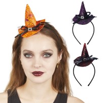 Serre-tête mini chapeau sorcière Halloween pas cher | Fiesta Factory