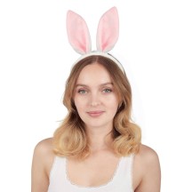 Serre-tête oreilles de lapin rose blanc pas cher | Fiesta Factory