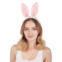 Serre-tête oreilles de lapin rose blanc pas cher | Fiesta Factory