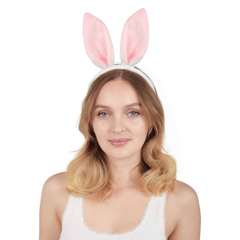 Serre-tête oreilles de lapin – Rose ou blanc - 14000 - Serre-tête