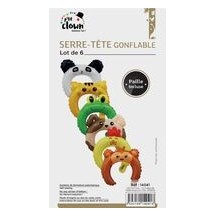 Serre-tête gonflable animaux – Lot de 6 - 14041 - Serre-tête