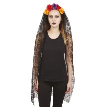 Serre-tête voile Day of the Dead Halloween pas cher | Fiesta Factory