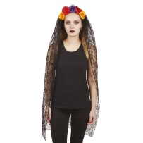 Serre-tête voile Day of the Dead Halloween pas cher | Fiesta Factory