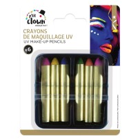 Crayons Maquillage UV Lot de 6 – Fluorescent Soirée Fluo | Fiesta Factory à Petit Prix