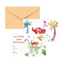 Cartons invitation Dinosaures – Lot de 8 - 22482 - Cartons d’Invitation