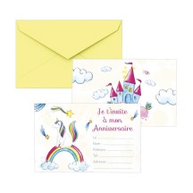 Cartons invitation Licornes – Lot de 8 - 22483 - Cartons d’Invitation