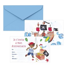 Cartons invitation Pirates – Lot de 8 - 22484 - Cartons d’Invitation