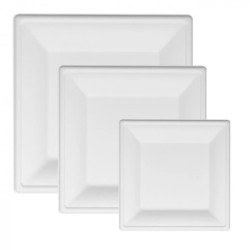 Assiettes Carrées Fibres Végétales 16 à 26 cm – Paquet de 50 - 50ASV1626 - Assiettes en carton & bois