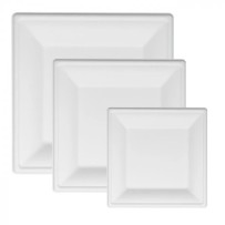 Assiettes Carrées Fibres Végétales 16 à 26 cm – Paquet de 50 - 50ASV1626 - Assiettes en carton & bois