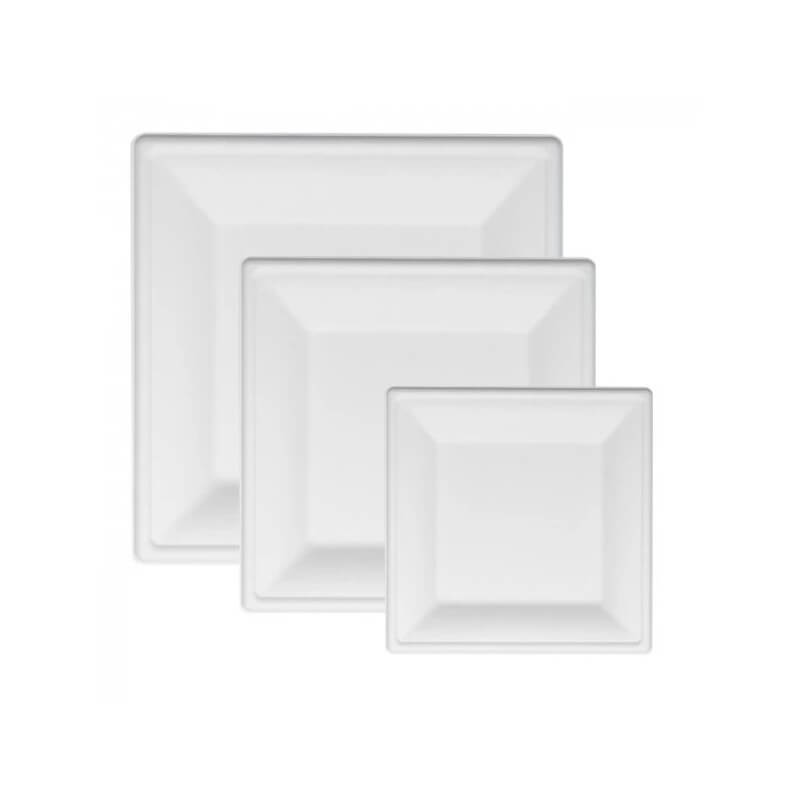 Assiettes Carrées Fibres Végétales 16 à 26 cm – Paquet de 50 - 50ASV1626 - Assiettes en carton & bois