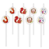 Pailles Animaux de la Forêt – Lot de 8 – Fiesta Factory pas cher