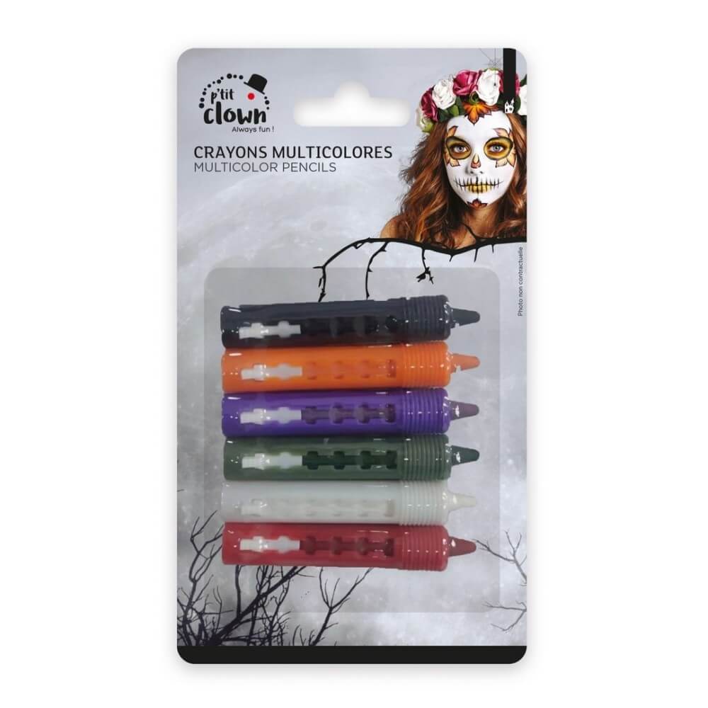 Crayons Maquillage Halloween Rétractables Lot de 6 | Fiesta Factory à Petit Prix