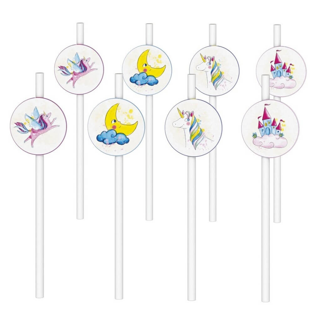 Pailles Licornes – Lot de 8 - 22501 - Pailles, Pics & Agitateurs