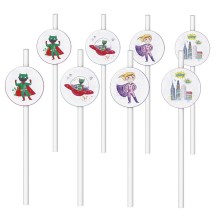 Pailles Super Héros – Lot de 8 – Fiesta Factory pas cher