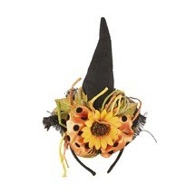 Serre-tête Chapeau avec Fleurs – Noir & Orange - 22975 - Serre-tête