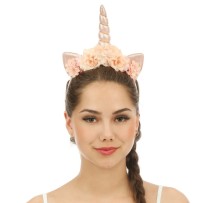 Serre-tête Licorne avec Fleurs Roses - 23821 - Serre-tête
