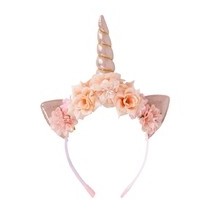 Serre-tête Licorne avec Fleurs Roses - 23821 - Serre-tête