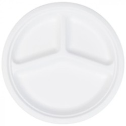 Assiette Ronde 3 Compartiments Fibres Végétales Ø 26 cm – Paquet de 50 - G10060 - Assiettes en carton & bois