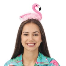 Serre-tête Flamant Rose avec Plumes - 24348 - Serre-tête