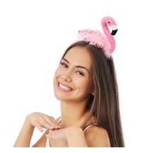 Serre-tête Flamant Rose avec Plumes - 24348 - Serre-tête