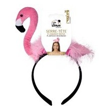 Serre-tête Flamant Rose avec Plumes - 24348 - Serre-tête