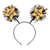 Serre-tête Happy New Year Or et Noir - 24364 - Serre-tête