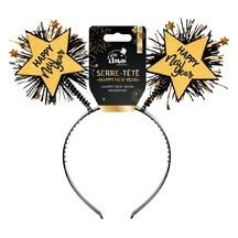 Serre-tête Happy New Year Or et Noir - 24364 - Serre-tête