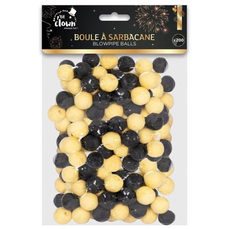 Boules à Sarbacane Or et Noir – Lot de 200 - 24368 - Cotillons