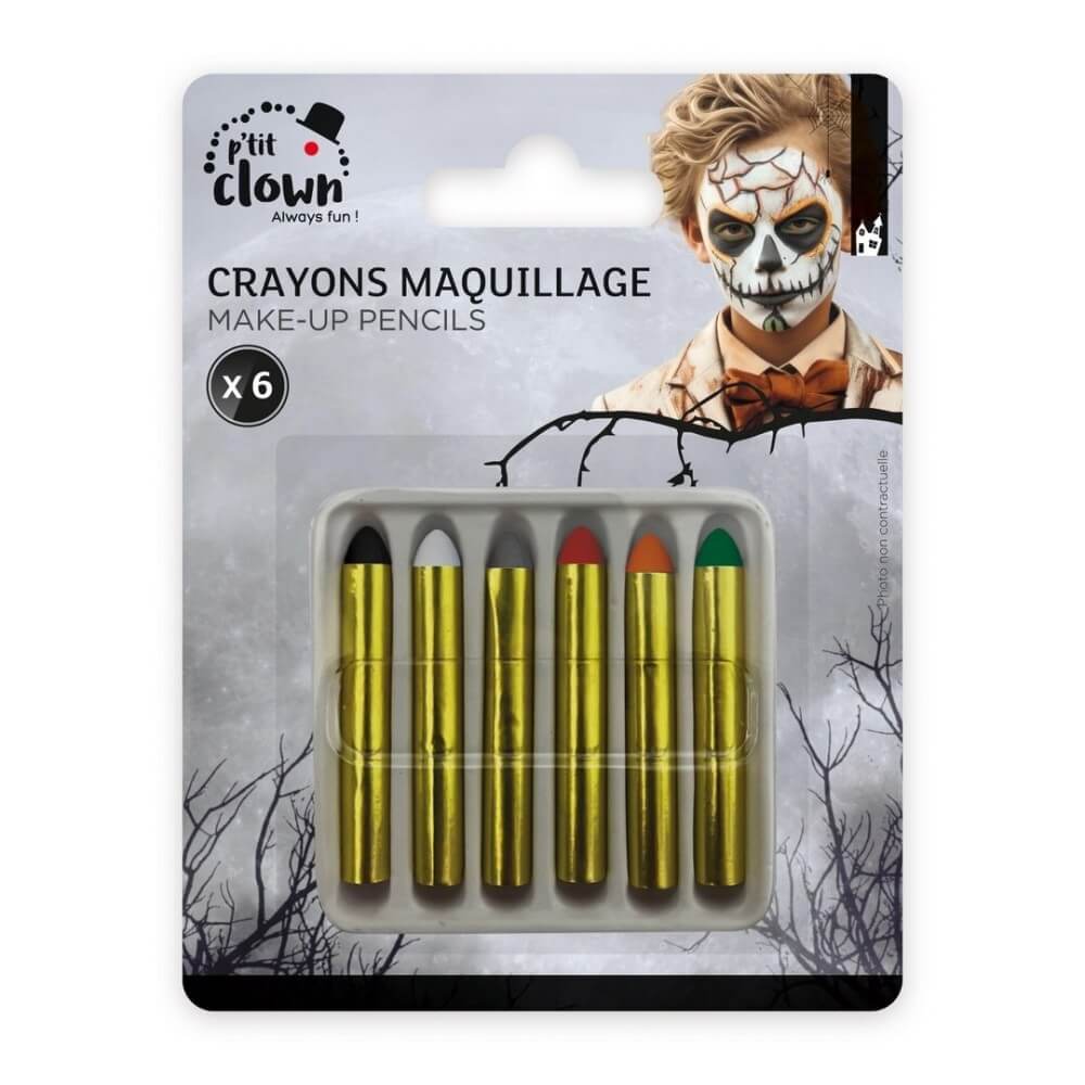 Crayons Maquillage Gras Halloween – Lot de 6 - 23605 - Pinceaux & Accessoires de Maquillage