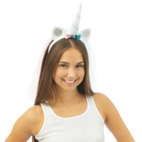 Serre-tête Licorne à Voile Blanc & Argent - 27260 - Serre-tête
