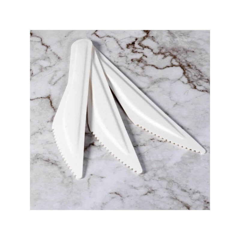 Couteaux en Fibres Végétales 15,8 cm – Compostables – Paquet de 50 - 52C021 - Couverts en bois