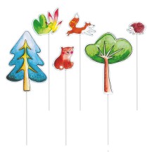 Piques à gâteau Animaux de la Forêt – Lot de 6 - 22517 - Pailles, Pics & Agitateurs