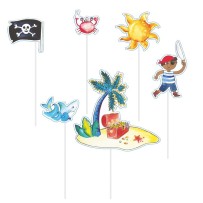 Piques à gâteau Pirates – Lot de 6 - 22520 - Pailles, Pics & Agitateurs