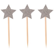 Piques à gâteau Étoile Argent – Lot de 12 - 22730 - Pailles, Pics & Agitateurs