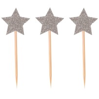 Piques à gâteau Étoile Argent – Lot de 12 - 22730 - Pailles, Pics & Agitateurs