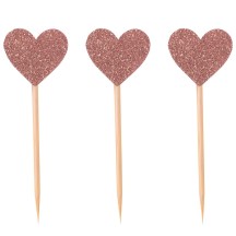 Piques à gâteau Cœur Rose Gold – Lot de 12 - 22736 - Pailles, Pics & Agitateurs