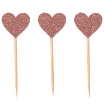 Piques à gâteau Cœur Rose Gold – Lot de 12 - 22736 - Pailles, Pics & Agitateurs