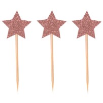 Piques à gâteau Étoile Rose Gold – Lot de 12 - 22737 - Pailles, Pics & Agitateurs