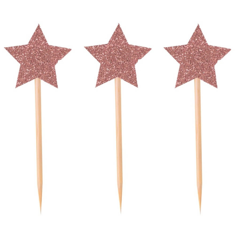 Piques à gâteau Étoile Rose Gold – Lot de 12 - 22737 - Pailles, Pics & Agitateurs